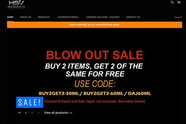 Hot Shots Vapor Website