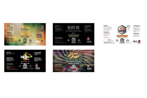 E-liquid labels for vapes